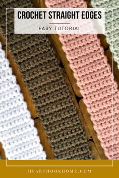 three crochet straight edges with text overlay