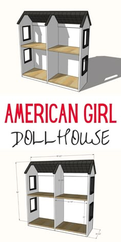 the american girl doll house is shown in two different views, and it's measurements are