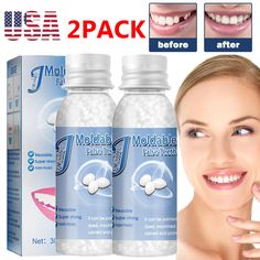 Welcome to My Store Description 30ml Shapeable Teeth Glue Film and Television Makeup Dentures Modification Temporary Filling Teeth Repair Broken Teeth Tooth Gaps   Features: 1. Using natural resin-based materials, it is non-toxic, tasteless, safe and environmentally friendly, not absorbed by the human body, and can be reused many times. 2. Our gutta-percha can be arbitrarily kneaded into various sizes and shapes to meet your different needs. 3. It can be used to temporarily repair broken teeth, fill in gaps and repair cavities to keep your teeth looking neat and beautiful. 4. Suitable for cosplay and DIY for various occasions, such as birthday parties, halloween parties, banquets, dances, etc. 5. Simple operation: no special tools are needed, and the teether can be easily shaped in a few m Fix Teeth, Chipped Tooth, Temporary Tooth, Tooth Repair, Diy Teething, False Teeth, Fake Teeth, Tooth Replacement, Perfect Teeth