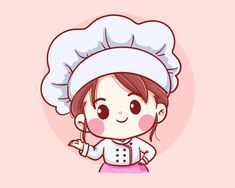 Cute bakery chef girl bienvenido sonrien... | Premium Vector #Freepik #vector #chica #caracter #dibujos-animados #panaderia Chef Girl, Cartoon Art Illustration, Yuumei Art, Cartoon Chef, Cute Bakery, Chef Logo, Cake Logo Design, Art Mignon, Cake Logo