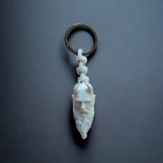 a keychain with a small white head on it