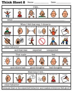 a poster with instructions on how to use the think sheet for teaching children about emotions and feelings