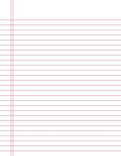 a pink lined paper with lines on it