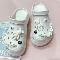 White Crocs With Jibbitz, Crocs Designer Jibbitz, Gray Crocs With Jibbitz, Crocs White Jibbitz, Stucco Crocs Jibbitz, Crocs Jibbitz, Kids' Braids, Croc Charms, Cute Charms