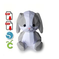 an origami bunny rabbit sitting next to a calendar with the date 3 o'clock