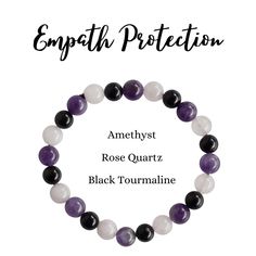 💖EMPATH  PROTECTION Crystal Bracelet, Healing Gemstone Bracelet, Meditation Bracelet💖 These Beaded Bracelet, are from Smooth, Polished, High Quality Stones, Made with Genuine Gemstones.  HANDMADE Gorgeous EMPATH  PROTECTION Crystal Bracelet 💎Features : 🌼Bead Size : 8mm 🌼Materials: gemstones  🌼Gemstones : Amethyst, Black Tourmaline, Rose Quartz 🔹Amethyst : helps empaths by offering a calming and protective energy,  🔹Black Tourmaline : acts as a shield against negative energies, and  🔹Ros Empath Bracelet, Energy Stones Crystal Healing, Crystal Protection, Protective Energy, Empath Protection, Healing Gemstone Bracelets, Bracelets With Meaning, Meditation Bracelet, Protection Crystals