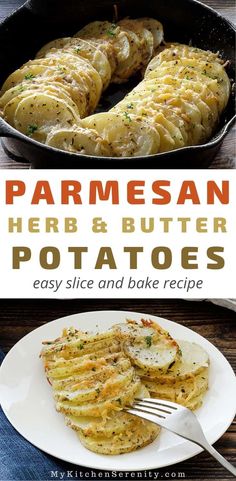 parmesan herb and butter potatoes on a white plate