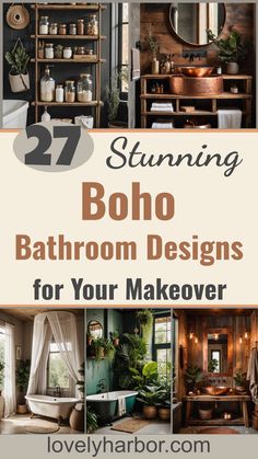 27 Dreamy Boho Bathroom Inspirations For Your Home Makeover Bathroom Tan, Bathroom With Chandelier, Rustic Boho Bathroom, Bohemian Bathroom Ideas, Jungalow Decor, Bohemian Bathroom Decor, Boho Bathroom Ideas, Environmentally Friendly Living, Bohemian Bathroom