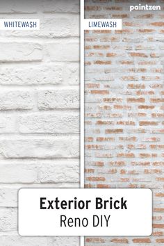 the exterior brick reno diy is shown in three different colors and sizes, including whitewash