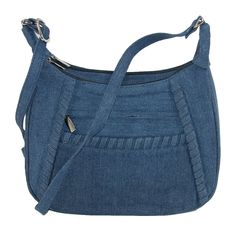 Made of 100% Cotton Measures 12 x 8 x 4 inches 2 fully lined main zip top compartments and 2 exterior zipper pockets for maximum organization 1 interior zippered pocket and 2 interior slip pockets Shoulder strap adjusts up to a 31-inch drop- can be worn on the shoulder or crossbody style Unique brushed denim with texture detail This fashionable brushed denim handbag is packed with organizational features! The handbag features 2 spacious fully lined main zip compartments for larger items like a w Denim Handbag, Tan Leather Handbags, Woven Leather Bag, Cotton Handbag, Embroidered Handbag, Denim Handbags, Stylish Purse, Stylish Shoulder Bag, Womens Fashion Edgy