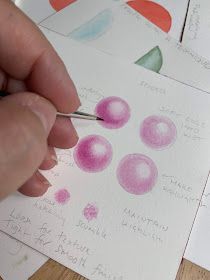 a person holding a pen and drawing on some paper with colored circles around them,