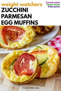 an egg muffin with tomatoes and zucchini in the middle