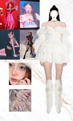 a collage of photos with different outfits and accessories