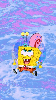 spongebob flying through the air with balloons