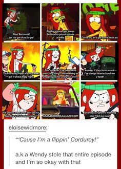 an image of cartoon characters in the same scene with caption that reads, cause i'm a flipin'cordy