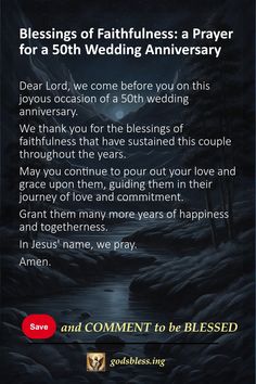 Blessings of Faithfulness: a Prayer for a 50th Wedding Anniversary Words Of Appreciation, Seeking God