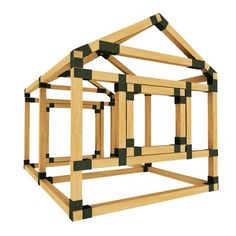 a house made out of wooden sticks on a white background