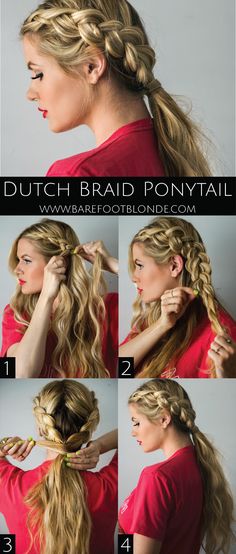 Barefoot Blonde Dutch Braid Ponytail, Dutch Braid Hairstyles, Braid Ponytail, Smink Inspiration, Braided Hairstyles Tutorials, Braids For Long Hair, Braided Ponytail