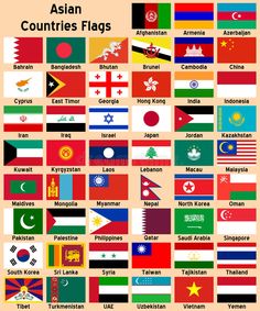 the flags of asia and other countries are shown in this illustration royaltyvectors