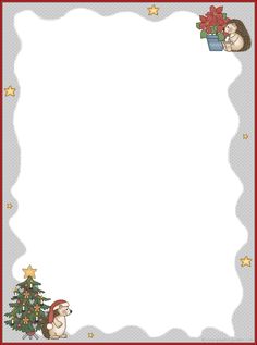 a christmas card with an image of a hedge holding a gift box and a tree