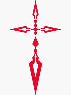 the cross is made up of three different shapes and sizes, all in red on a white background