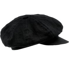 "A black Gavroche / Balloon 100% linen cap, dedicated for hot summer days, but still very elegant. Sometimes it is called an \"artist cap\". Cap has a floppy crown with a decorative button on top. Crown's diameter ca. 25cm. Shape memory visor. This cap is a great choice for summer - it has no lining and linen is a very lightweight and breathable fabric. Cap protects your head from the sun and doesn't heat it up. It has a floppy, easy modelling crown with a button on top. The sweatband is also ma Classic Linen Cap, Linen Flat Cap For Summer, Summer Linen Flat Cap, Black Six-panel Summer Hat, Summer Headwear, Boy Vintage, Crown Cap, One Balloon, Summer Cap