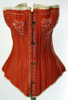 1880's corset Cotton Corset, Red Corset, Vintage Corset, Costume Institute, Corset Lingerie