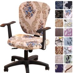 an office chair with various patterns on it