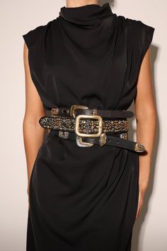 Britt Belt - Black Italian Leather Studded Belt Gold Buckle | Streets Ahead – StreetsAheadInc Mixed Metal Hardware, Belts Aesthetic, Gold Outfit, Belt Top, Belt Style, Studded Belt, Black Leather Belt, Timeless Accessories