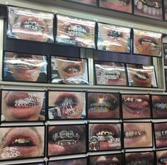 there are many different types of teeth on display in the store, including braces