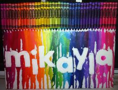 colorful crayons with the word mikaya painted on them