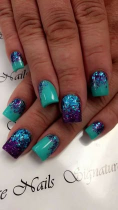 Neon Pink Nail, Neon Pink Nail Polish, Cruise Nails, Nails With Glitter, Teal Nails, Fingernail Designs, Pink Nail Polish