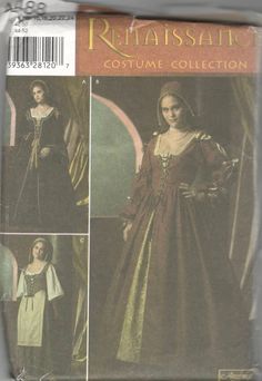 Simplicity 4488, Misses Costumes - Copyright 2005  Size: 8 - 10 - 12 - 14  Bust: 31 1/2 - 32 1/2 - 34 - 36  Waist: 24 - 25 - 26 1/2 - 28  Hip: 33 1/2 - 34 1/2 - 36 - 38  This pattern is uncut and  factory folded.      OR Size: 16 - 18 - 20 - 22 - 24 Bust: 38 - 40 - 42 - 44 - 46 Waist: 30 - 32 -34 - 37 - 39 Hip: 40 - 42 - 44 - 46 - 48 This pattern is uncut and factory folded. The envelope has tattering. ★ ★ ★ ★ ★ ★ ★ ★ ★ ★ ★ ★ ★ ★ ★ ★ ★  Click below to view more patterns in my shop: http://www.etsy.com/shop/mbchills Wrap Skirt Pattern, Women's Sewing Pattern, Costume Sewing Patterns, Lady In Waiting, Gown Pattern, Costume Patterns, Vogue Pattern, Costume Collection, Vogue Patterns