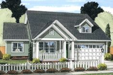 this is an artist's rendering of the cottage style house plans for small homes