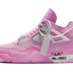 Nike Air Jordan 4 Off-White Pink - TeePro Pink Jordans, Pretty Sneakers, Nike Air Jordan 4, Nike Fashion Shoes, Nike Shoes Girls, Preppy Shoes, Pretty Shoes Sneakers, Jordan Shoes Retro, All Nike Shoes