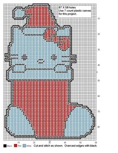 a cross stitch pattern with a cat in the hat on it's head and eyes