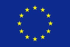 the european union flag with five yellow stars in it's center and blue background