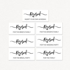 wedding name tags with handwritten font on them