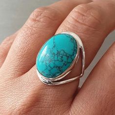 Elevate your style with this stunning Santa Rosa Turquoise Gemstone 925 Sterling Silver Ring 🌟 Perfect for birthdays, anniversaries, or any special occasion 💍 Handmade in India with excellent cut and eye-clean clarity. #TurquoiseRing #SterlingSilver #GemstoneJewelry #BohemianBeauty #HandmadeWithLove ✨  #eBay #eBayStore #eBaySeller #Birthday #SameasPicture #Pink #MothersDay #Anniversary #ValentinesDay #Engagement #Gemstone #Turquoise #Wedding #FathersDay #Ring #Christening #AnyDay #Silver Large Turquoise Ring, 11th Anniversary, Silver Cocktail, Silver Spinner Rings, Birthday Ring, Modern Ring, Ring Blue, Ring Oval, December Birthstone