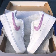 Custom Bling Out Ab Crystal Nike Air Force 1s. Each Shoe Is Hand Designed With Crystals Being Placed One By One, Making This A Time Consuming Process But The End Result Is Truly A Stunning Work Of Art & Worth Every Penny. Please Be Aware That Processing Time Can Be 2 Weeks & This May Vary Depending On The Shoe & Design Being Done. Sneakers May Be Shipped Without The Box If Doesn't Fit Once Wrapped. Shoes Will Be Packaged Securely. More Color Rhinestones Available. Please No Offers. Air Force 1s, Air Shoes, Custom Bling, Nike Air Shoes, Bling Shoes, Basketball Legends, Air Jordan Sneakers, Jordan Sneakers, Pink Bling