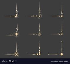 a set of golden stars and lines on a dark background with space for your text