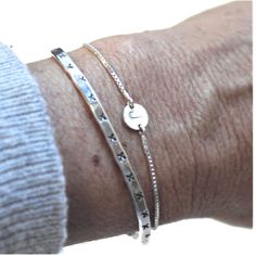 Sterling Initial Bracelet Elegant Hand Stamped Cuff Bracelet, Nickel Free Bracelet For Her, Nickel Free Bracelets As A Gift For Her, Nickel-free Bracelet For Her, Elegant Hand Stamped Bracelets For Gifts, Everyday Hand Stamped Jewelry, Adjustable Stamped Bracelets, Trendy Silver Bracelets As A Gift For Her, Elegant Everyday Stamped Bracelets