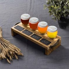 Beer Tasting Flight Set with Burnt Wood Serving Caddy & Chalkboard Labels - MyGift Beer Flight Holder, Beer Flight Tray, Brewery Design, Beer Flight, Beer Serving, Beer Wood, Wood Bottles, Burnt Wood, Chalkboard Labels