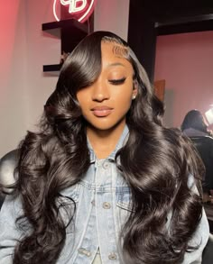 Cute Wig Installs, Bombshell Curls Wig, Installs Hair, Curly Frontal Wig Hairstyles, Wig Installment, Curly Frontal Wig, Summer Wigs, Sewin Weave, Bombshell Curls