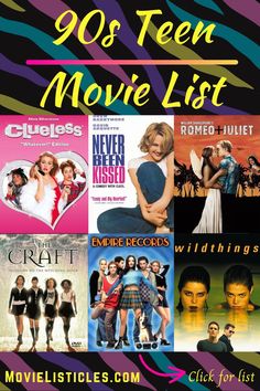 the 90's teen movie list includes movies, dvds and other things to watch