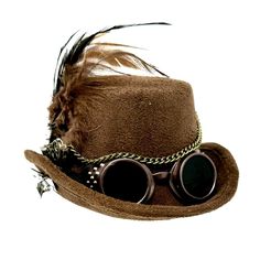 a hat, sunglasses and feather on a white background