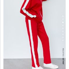 Cotton Sporty Red Sweatpants For Winter, Red Cotton Bottoms For Winter, Red Cotton Winter Bottoms, Sporty Red Wide Leg Sweatpants, Casual Red Bottoms For Winter, Red Casual Winter Bottoms, Casual Red Winter Bottoms, Red Long Pants For Winter, Red Sweatpants For Winter Loungewear