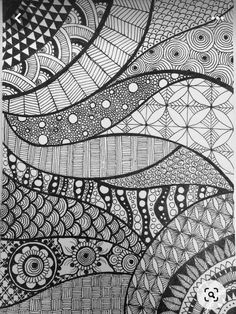 an artistic drawing with black and white lines