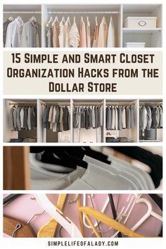 an organized closet with clothes and other items