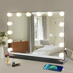 The Hollywood makeup mirror choose the light closing to the light of the day, to better grasp the degree of shade. Including warm, natural and cool white 3 different lights. Professional production, to give you a professional lighted makeup mirror. Glossy seamless splicing frame makes the mirror more high-grade and beautiful. This mirror is durable and large enough to serve as the centerpiece of a desk, dresser or vanity table in your bathroom or bedroom. Look no further than this makeup mirror Dressing Room Bedroom, Hollywood Makeup Mirror, Hollywood Vanity Mirror, Vanity Mirror With Lights, Hollywood Vanity, Hollywood Lights, Hollywood Makeup, Hollywood Mirror, Makeup Vanity Mirror